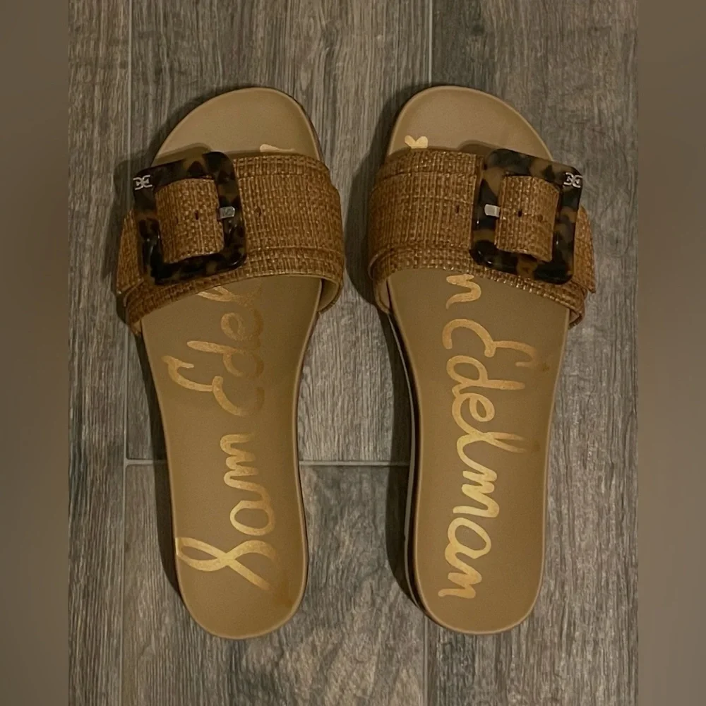 Sam Edelman Ariane Big Buckle Platform Slide Sandal in Cuoio Sz. 8.5 - Picture 4 of 9